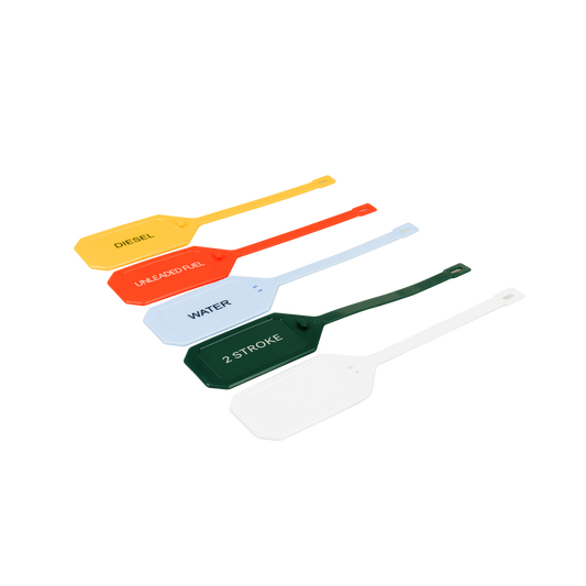 Saxon Fuel Can ID Tags - 5 Pack - Durable Yellow Labels for Easy Identification