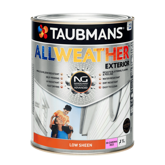 Taubmans 1L Hi C Red Low Sheen Exterior Paint - All Weather - Durable - Auzzistore