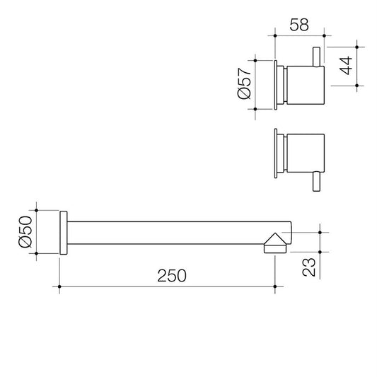 Caroma Luna Lever Bath Tap Set - 250mm - Brass - Water Saving – view 2