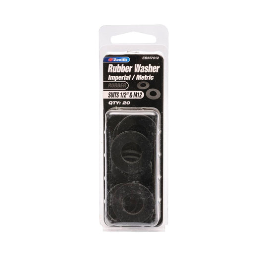 Zenith Rubber Washer 1/2 and M12 20 Pack Durable Fluid Resistant - Auzzistore