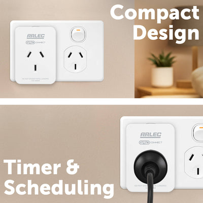 Arlec White Grid Connect Smart Plug In Socket With Energy Meter Single Pack