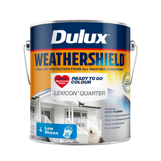 Dulux Weathershield Exterior Paint - Lexicon Quarter Low Sheen 4L - 16m² Coverage - UV Protection - Auzzistore