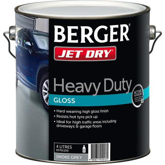 Berger Jet Dry Paving Paint 4L Smoke Grey Gloss Heavy Duty Finish