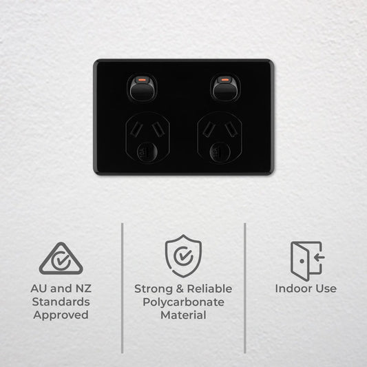 DETA X6 Black Double Power Point - 10amp Polycarbonate - Quick Install – view 2 - Auzzistore