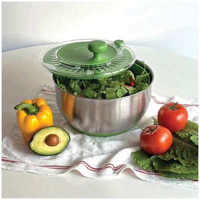 Rollkitchen Stainless Steel Salad Spinner 4.5L Capacity RS-406DBS Green