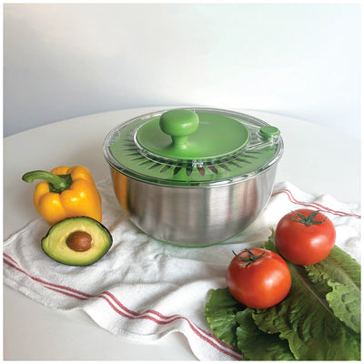 Rollkitchen Stainless Steel Salad Spinner 4.5L Capacity RS-406DBS Green