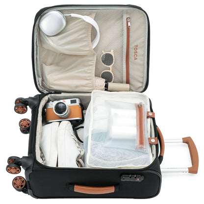 Tosca Park Avenue 3-Piece Luggage Set TCA6923 - Black Tan, TSA Locks, Expandable, RFID Protection