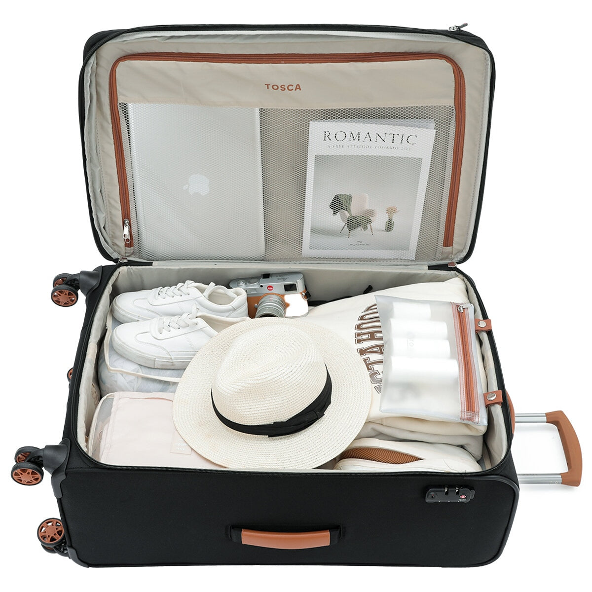 Tosca Park Avenue 3-Piece Luggage Set TCA6923 - Black Tan, TSA Locks, Expandable, RFID Protection