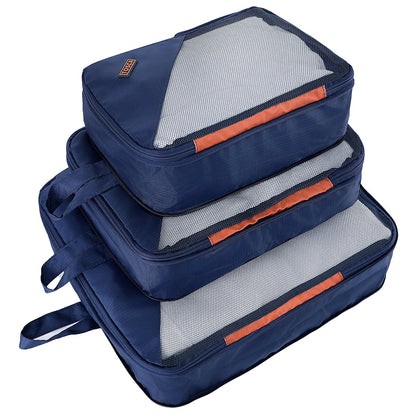 Tosca Park Avenue 3-Piece Luggage Set TCA6923 Navy Tan, Lightweight Nylon, TSA Locks