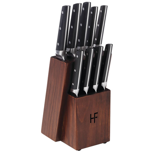 Hampton Forge 10 Piece Knife Block Set Black, High Carbon Stainless Steel, Full Tang – view 2