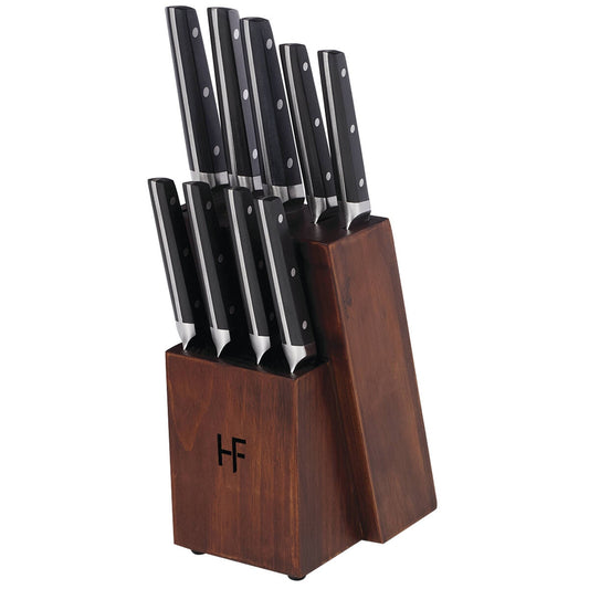 Hampton Forge 10 Piece Knife Block Set Black, High Carbon Stainless Steel, Full Tang