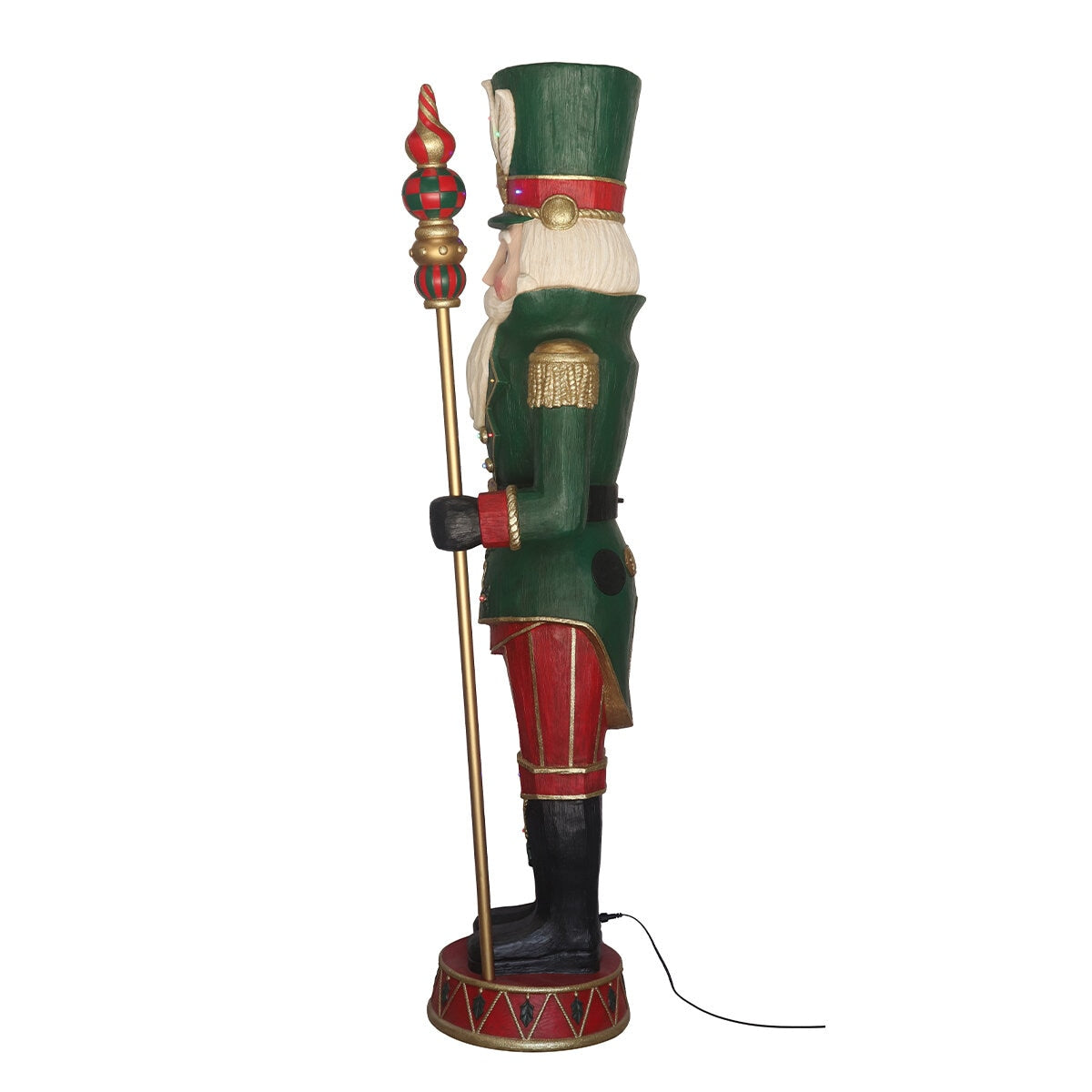 Pre-lit 182.8cm Carved Nutcracker with LED Lights & Music, Polyresin, Indoor/Outdoor