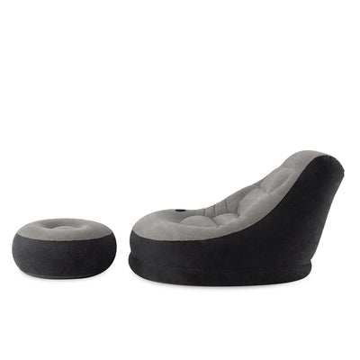 Intex Ultra Lounge Inflatable Chair with Ottoman Compact Grey/Black