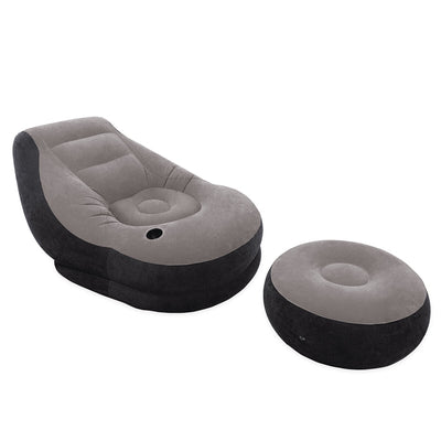 Intex Ultra Lounge Inflatable Chair with Ottoman Compact Grey/Black