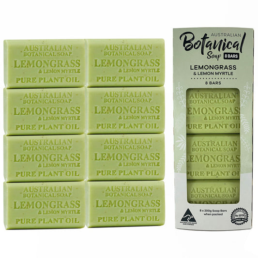 Australian Botanical Soap Lemongrass 8 Pack - Long-Lasting Fragrance, Shea Butter, Made in Australia - Auzzistore