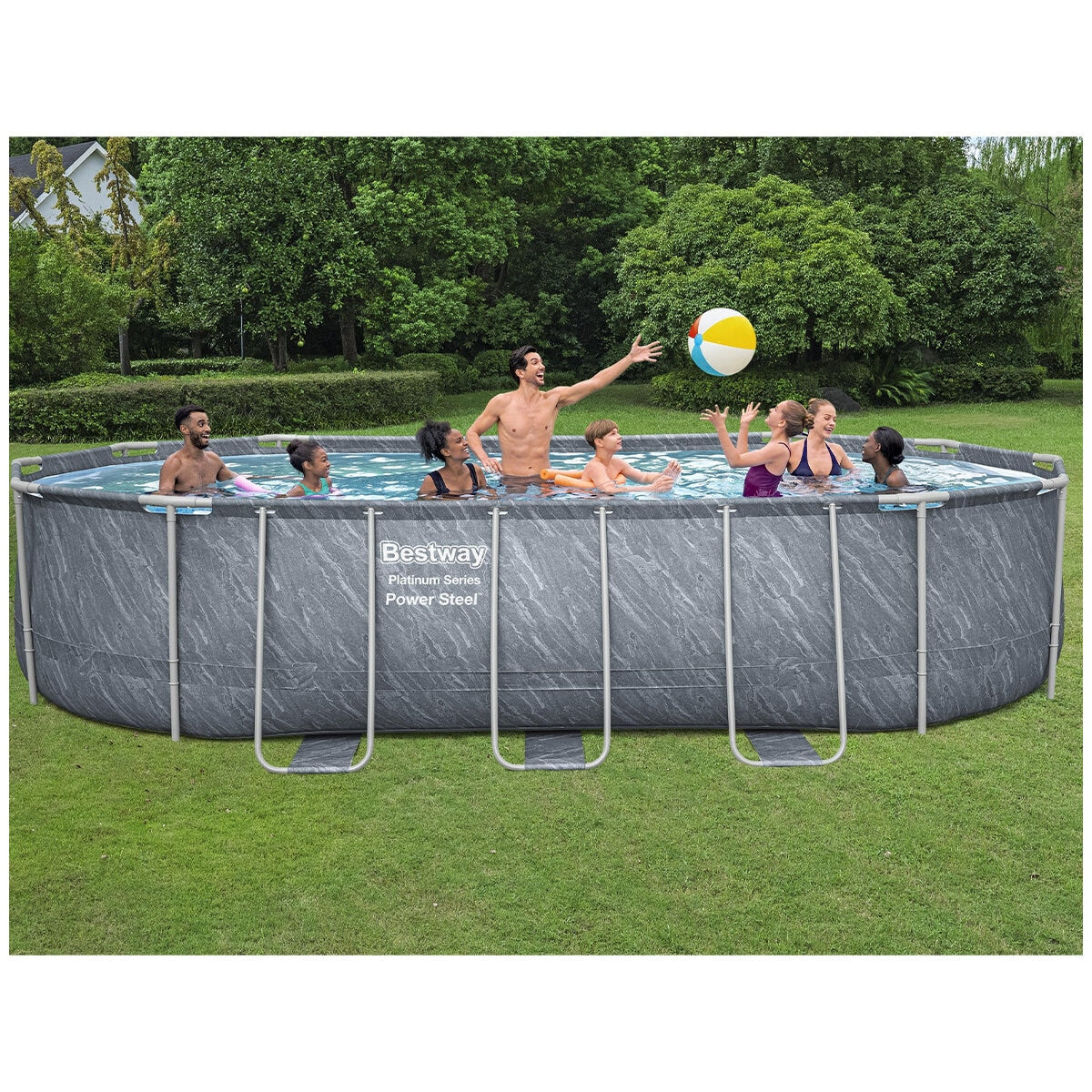 Bestway Power Steel Pool Set 561JTE 6.10m x 3.66m x 1.22m with Sand Filter & Ladder