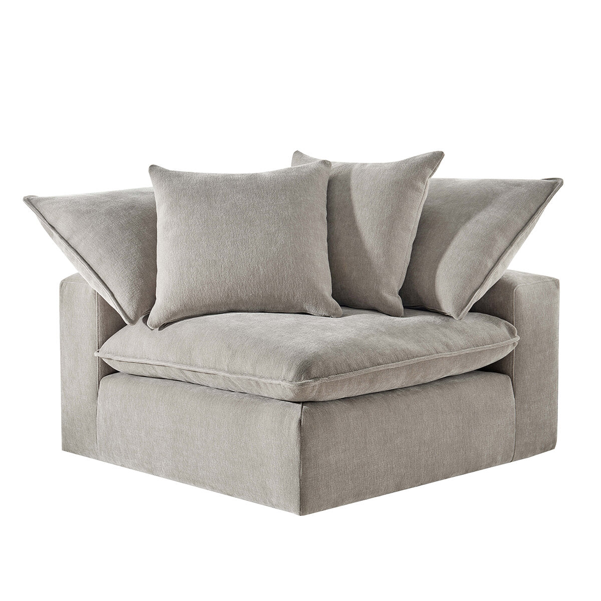Aiden & Ivy Sereen Corner Sofa AI.F006C - Modular Sectional, 2 Pillows, Polyester Fabric