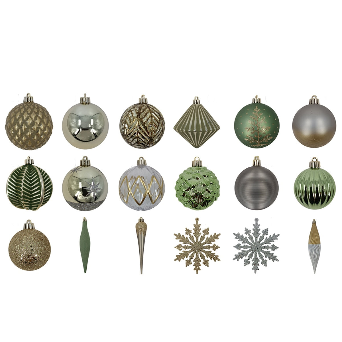 CGH 80 Piece Holiday Ornament Assortment Gold and Green Shatterproof Decor