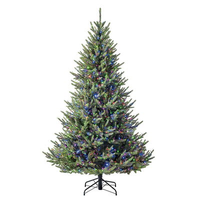 Pre-Lit Abies Artificial Christmas Tree 2.28m with 1,400 Colour-Changing Micro LED Lights and Remote