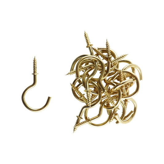 Everhang Cup Hook - 21mm - Brass Plated - 20 Pack