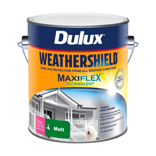 Dulux Weathershield Exterior Paint - 2L - Extra Bright Matt - 170mm x 163mm x 143mm - Auzzistore