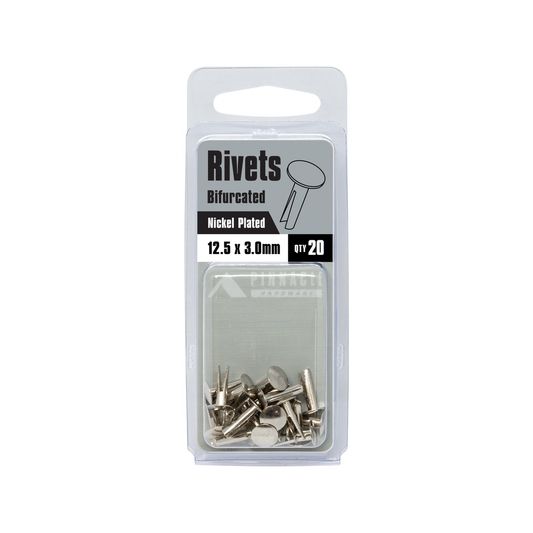 Pinnacle Bifurcated Rivets 12.5 x 3mm Nickel Plated 20 Pack – view 2 - Auzzistore