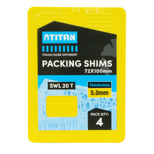 Titan 4 Piece Yellow Shim Packing - 5 x 72 x 100mm - Heavy-Duty, No-Slip Design - Auzzistore