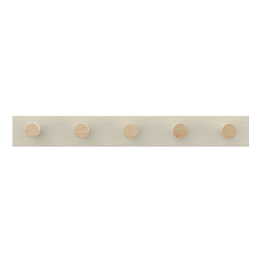 Mode - 5 Timber Hooks on Beige Board Hook Rack - 600mm - Beige - Durable Storage Solution