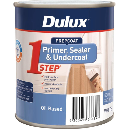 Dulux White Prepcoat 500ml Oil Based Primer Sealer Fast Drying - Auzzistore