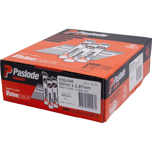 Paslode 50mm D Head Impulse Nails 3000 Pack Steel Easy Carry - Auzzistore