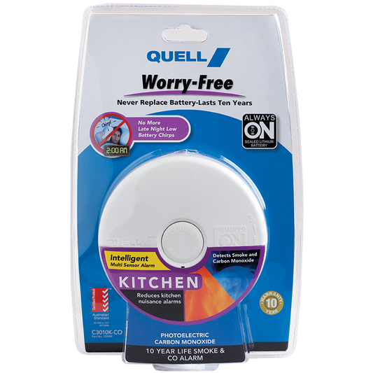 Quell Worry Free Photoelectric Carbon Monoxide Alarm 10 Year Battery - Auzzistore
