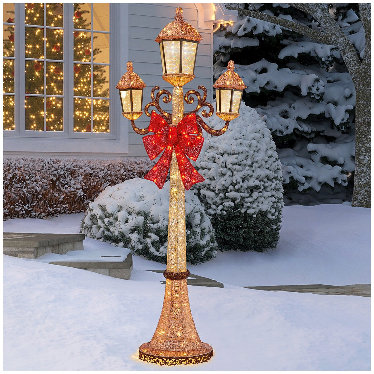 Triple LED Lamp Post 2.1M, 220 LEDs, Model 315-YD5010L-CUL, Indoor/Outdoor, Champagne Gold