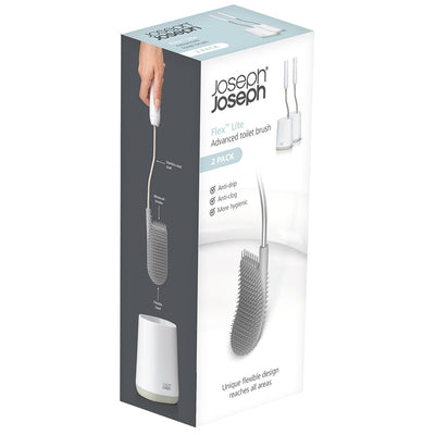 Joseph Joseph Flex Lite Toilet Brush 2 Pack White Grey Compact
