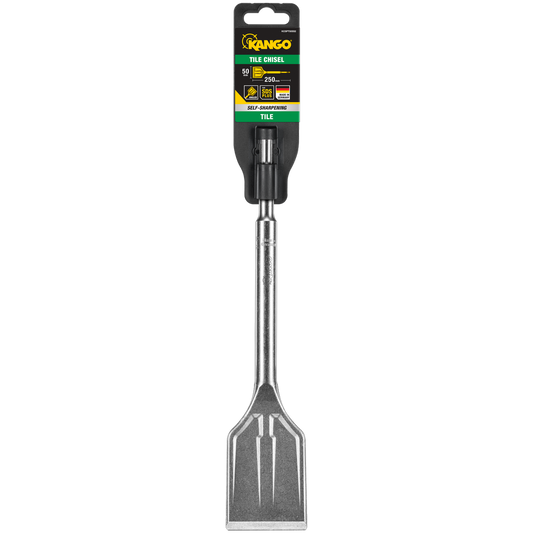 Kango 50mm x 250mm SDS Plus Self Sharpening Angled Tiling Chisel - Durable Alloy - Efficient Tile Removal - Auzzistore