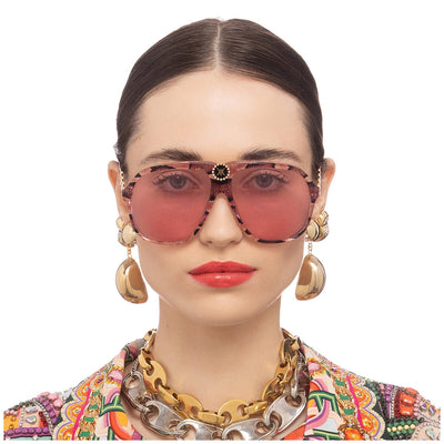 CAMILLA The Heiress 2330902 Stylish Aviator Sunglasses Pink Glitter Snake