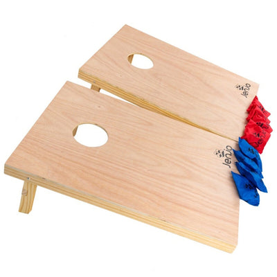 Jenjo Cornhole Standard Set Outdoor Game Boards with 8 Bean Bags Natural