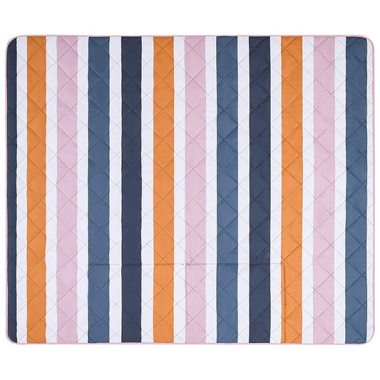 Hunter Outdoor Picnic Blanket, Block Stripe Blue, 152 x 183 cm, Water Resistant, Tent Loops - Auzzistore