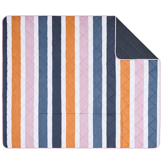 Hunter Outdoor Picnic Blanket, Block Stripe Blue, 152 x 183 cm, Water Resistant, Tent Loops – view 2 - Auzzistore