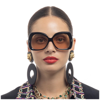 Camilla Women's Butterfly Sunglasses CAM2431006 Black/Ivory Acetate Amber