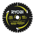 Ryobi 254mm 40T Mitre Saw Blade - Precision Cutting - Anti-Stick Coating