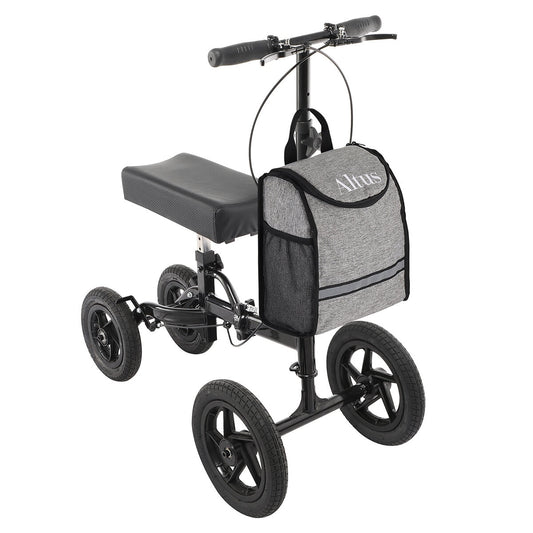 Altus Knee Scooter Walker Black, 158 kg Capacity, All-Terrain Pneumatic Tires