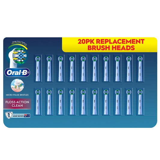 Oral-B Floss Action Electric Toothbrush Refills 20 Pack - MicroPulse Bristles