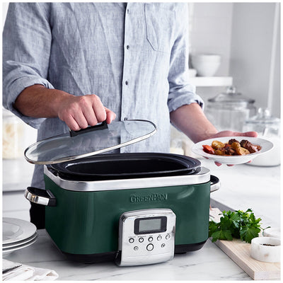 GreenPan 6L Slow Cooker CC009380-001 Pine Green PFAS-Free