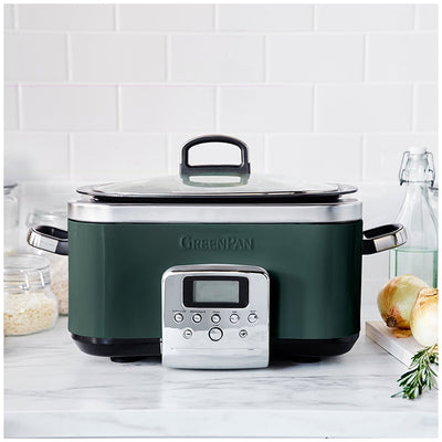 GreenPan 6L Slow Cooker CC009380-001 Pine Green PFAS-Free