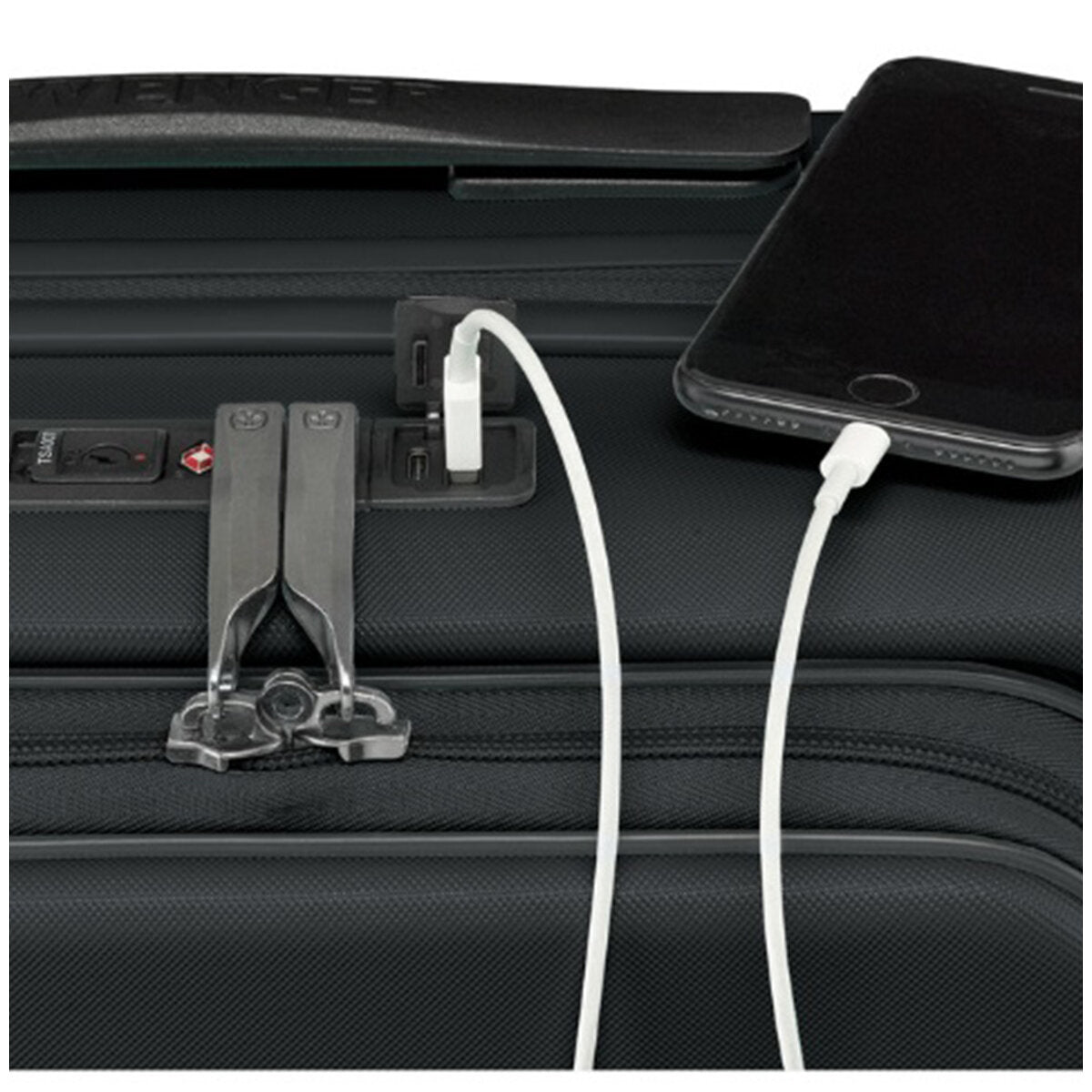 Wenger Skyon 2 Piece Luggage Set - Hardside, TSA Lock, USB Port, Black