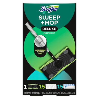 Swiffer Sweep And Mop Deluxe Starter Kit 2 In 1 Collapsible Floor Mop