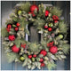 CGH Red Pre-Lit Artificial Holiday Wreath 762mm with Pinecones and Ornaments