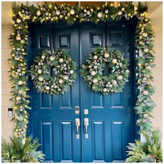 Pre-Lit Holiday Artificial Wreath Metallic 762mm with 50 Twinkling LED Lights — image 2