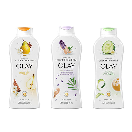 Olay Essentials Botanicals Body Wash 3 x 700ml - Moisturising, Long-Lasting Fragrance