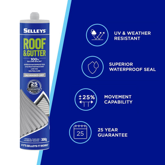 Selleys Roof and Gutter Silicone Sealant 310g - Grey - Waterproof, UV Resistant – view 2 - Auzzistore